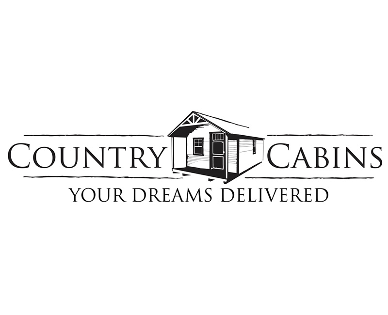 Country Cabins Logo that shows a shed with the text "Your Dreams Delivered" below.